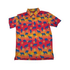 Chubbies The Howler Moon Performance Polo 2.0 Mens Small Wolf Palm Tree Sunset
